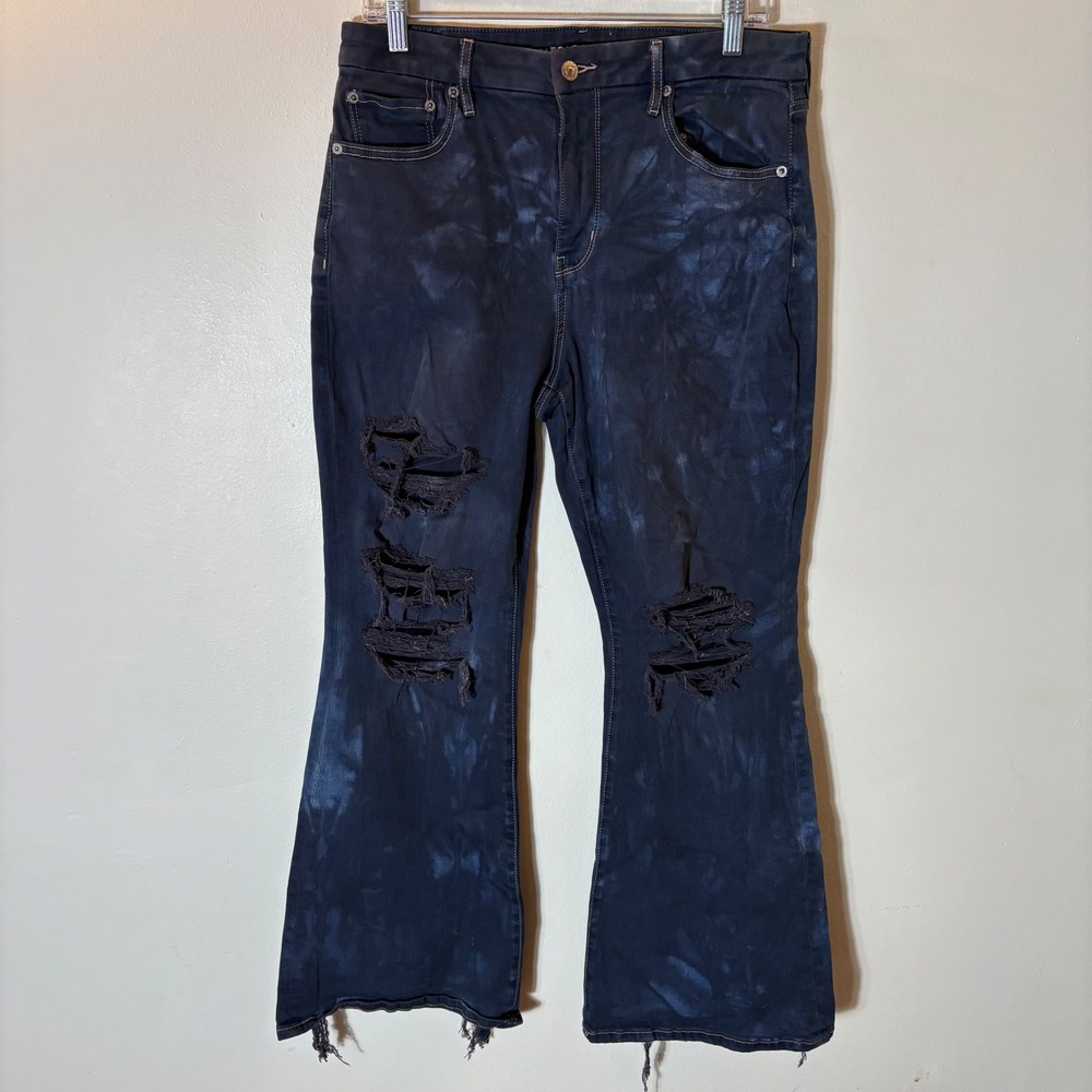 American Eagle Curvy Super High-Rise Flare Jeans Size 12 Short Navy‎